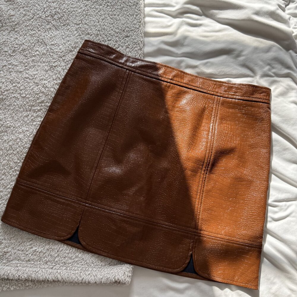 5. Skies Are Blue Faux Leather Scallop Hem Mini Skirt